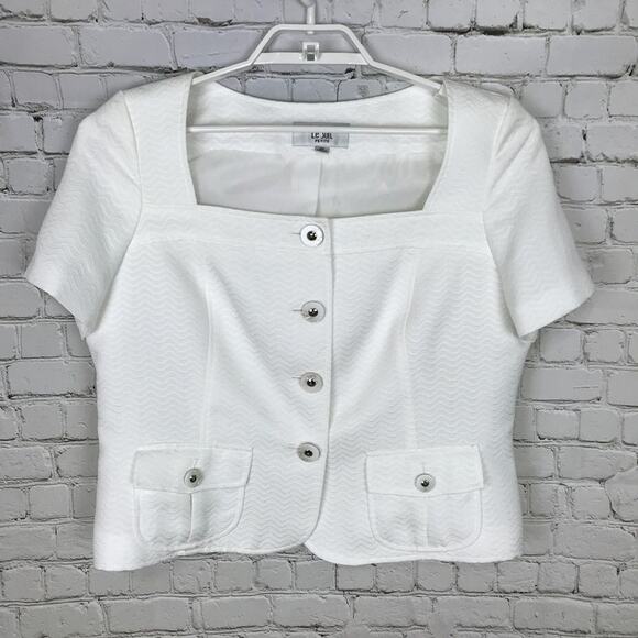Le Suit Petite White Short Sleeve Jacket 16P - Picture 1 of 5